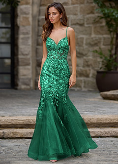 Dentelle Verde Vestido de baile sereia image3
