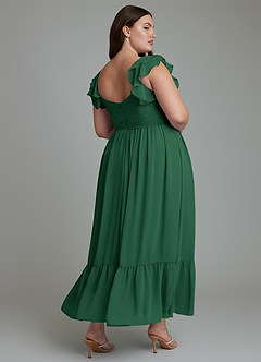 Azazie Anaya Brautjungfernkleider A-Linie Herzausschnitt Chiffon Kleid Dunkelgrün image11