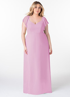 Azazie Syenna Bridesmaid Dresses Candy Pink A-Line Ruched Chiffon Dress image6