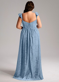 Azazie Denisse Bridesmaid Dresses Powder Blue A-Line Ruched Floral Burnout Dress image9