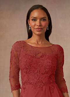 Azazie Calanthe Mother of the Bride Dresses Rust A-Line Scoop Chiffon Dress image5