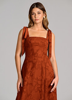 Azazie Debra Vestidos de madrinha de casamento Vestido Páprica de Esgotamento Floral de Linha A com com bolsos image2