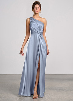 Eulalie Dusty Blue Luminous Satin Maxi Dress image1