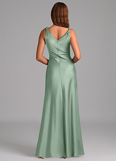 Azazie Nerine Jurken voor bruidsmeisjes Jurk van Stretch Satijn met A-Lijn Geplooid Agave image5