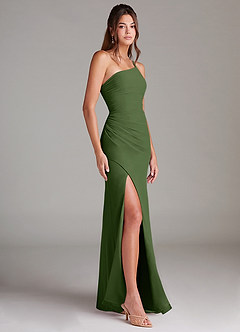 Azazie Eren Bridesmaid Dresses Olive Sheath One Shoulder Chiffon Dress image4