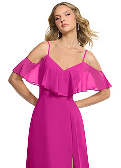 Azazie Jean Vestidos de damas de honor Vestido de Fucsia de Gasa de Corte en A Convertible image6