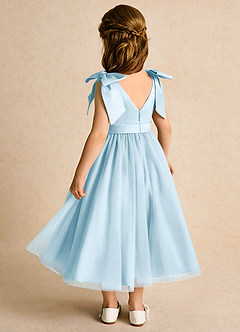 Azazie Serene Abiti da Ragazza di Fiori Abito Principessa in Raso Opaco Fiocco Azzurro image3