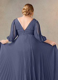 Azazie Zahara vestidos de madre de la novia Vestido de Tormenta de Gasa de Corte En A con Cuello en V plisado image12