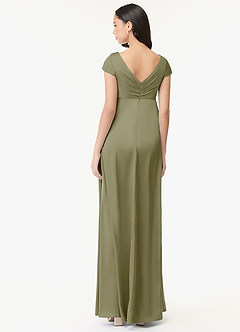 Azazie Allessia Maternity Bridesmaid Dresses A-Line Pleated Stretch Satin Floor-Length Dress image2