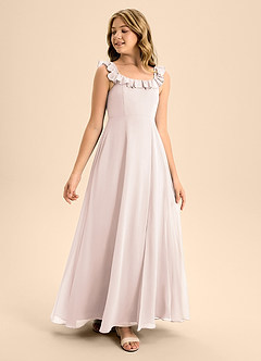 Azazie Callie Junior Rose Petal A-Line Ruched Chiffon Dress image1