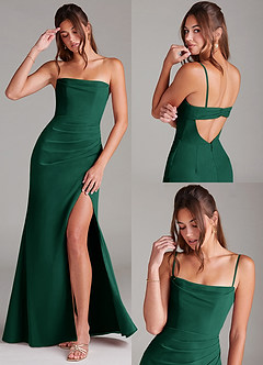Azazie Leonis Bridesmaid Dresses Emerald Sheath Strapless Chiffon Convertible Dress image9