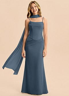 Azazie Sorrel Junior Neptune Mermaid Pleated Chiffon Dress image4