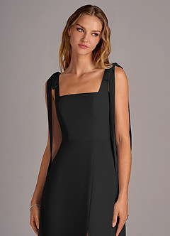 Azazie Debra Bridesmaid Dresses Black A-Line with Pockets Chiffon Convertible Dress image7
