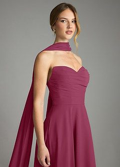 Azazie Ayla Abiti da Damigella Abito A-Line in Chiffon Scollo a Cuore Gelso image6