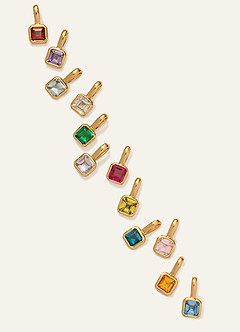 front 18K Gold Plated Charm Birthstone Necklace