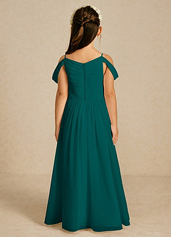 Azazie Chelle Flower Girl Dresses Peacock A-Line Pleated Chiffon Dress image2