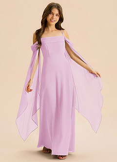 Azazie Moana Junior Linia A Pofałdowany Szyfon Długość podłogi Młodsza druhna Sukienka image1