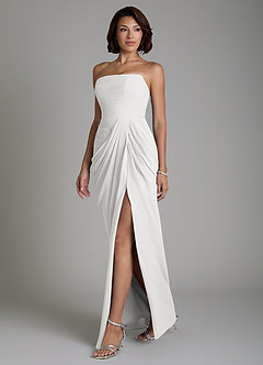 Azazie Nyra Bridesmaid Dresses White Sheath Corset Chiffon Dress image6