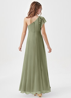 Azazie Arabella Junior Agave A-Line Ruched Chiffon Dress image6