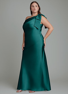 Azazie Yuanna Brudtärnklänningar Klänning av Sjöjungfru i Stretch Satin One-shoulder Påfågelblå image12