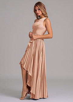 Azazie Lyrica Jurken voor bruidsmeisjes Jurk van Stretch Satijn met A-Lijn One-Shoulder Rosé Goud image5