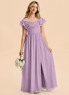 Azazie Anaya Junior Vestido Glicinia de Gasa de Corte en A con Escote corazón image5