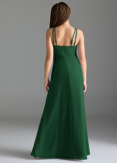 Azazie Leo Junior Dark Green Mermaid Pleated Chiffon Dress image2