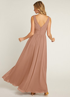 Azazie Pierrette Bridesmaid Dresses Champagne Rose A-Line Pleated Chiffon Dress image2