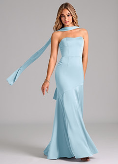 Azazie Shiloh Bridesmaid Dresses Sky Blue Mermaid Strapless Stretch Satin Convertible Dress image1