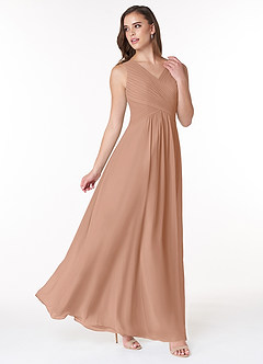Azazie Flora 신부 들러리 드레스 A라인 쉬폰 플로어 길이 드레스 image4
