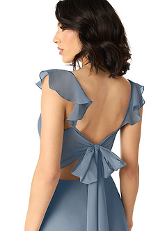 Azazie Everett Bridesmaid Dresses Twilight A-Line V-neck Ruched Chiffon Dress image5