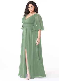 Azazie Temeka Bridesmaid Dresses Matcha A-Line Ruched Chiffon Dress image9