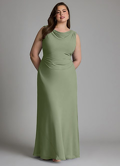 Azazie Kieryn Bridesmaid Dresses Pistachio Mermaid Pleated Chiffon Dress image9