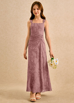 Azazie Brookie Girls Formal Sukienki dla dziewczynek sypiących kwiaty Linia A Bez rękawów Kwiatowe wypalenie Długość kostki Sukienka image4