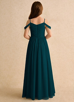 Azazie Chelo Girls Formal Abiti da Ragazza di Fiori Abito A-Line in Chiffon Plissettato Pino image2