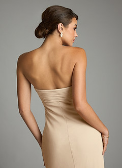 Azazie Saylor Vestidos de damas de honor Vestido de Champán de Gasa de Corte Sirena con Sin tirantes image10