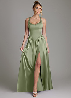 Azazie Francis Robes à essayer chez vous Robe Trapèze en Satin extensible Corset Agave image3