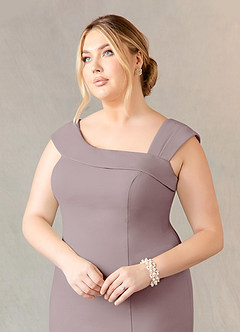 Azazie Ellen Mother of the Bride Dresses Vintage Mauve Sheath Side Slit Stretch Crepe Dress image10