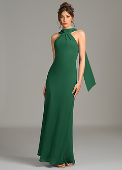 Azazie Cassiana Bridesmaid Dresses Dark Green Mermaid Pleated Chiffon Dress image4