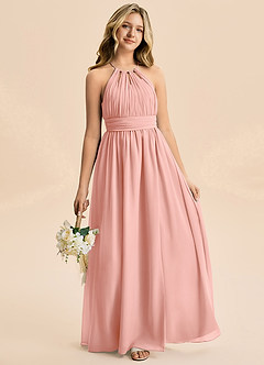 Azazie Noelle Junior Robe Trapèze en Mousseline de soie Plissé Rosette image1