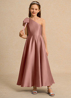 Azazie Guppy Girl Flower Girl Klänningar Klä A-Line i Matt satäng Ena axeln image3