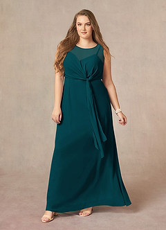 Azazie Marchioness Mother of the Bride Dresses Pine A-Line Scoop Pleated Chiffon Dress image10