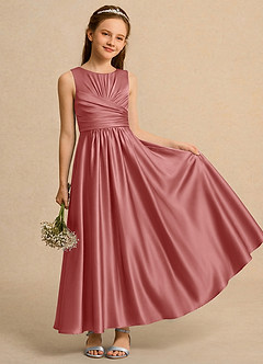 Azazie Ducky Junior Formal Flower Girl Klänningar Klä A-Line i Stretch Satin Plisserad image1