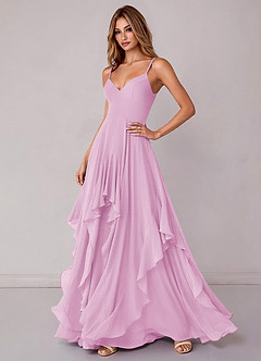 Azazie Zaina Bridesmaid Dresses Candy Pink A-Line Chiffon Dress image5