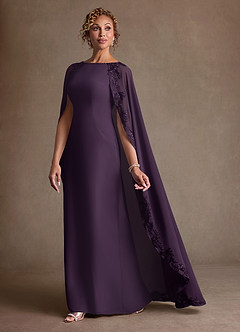 Azazie Artemisia Abiti per la Madre della Sposa Abito Tubino in Chiffon Pizzo Prugna image4