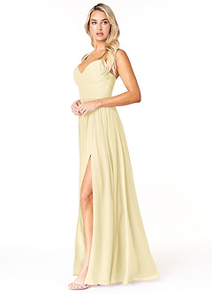 Azazie Chanel Bridesmaid Dresses Lemon Sorbet A-Line Pleated Chiffon Dress image3