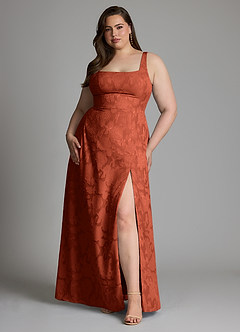 Azazie Debra Bridesmaid Dresses Auburn A-Line with Pockets Floral Burnout Dress image11