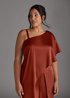 Azazie Hagretta Mother of the Bride Dresses Terracotta Jumpsuit/Pantsuit Stretch Satin Dress image12