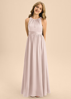 Azazie Jaylah Junior A-Linie Plissee Stretch-Satin Kleid Zartrosa image5