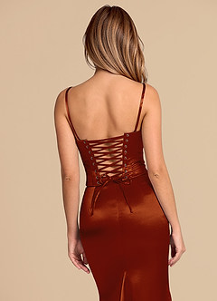 Azazie Sorrel Brudepigekjoler Havfrue Korset Metallisk satin Gulv-længde Kjole image8